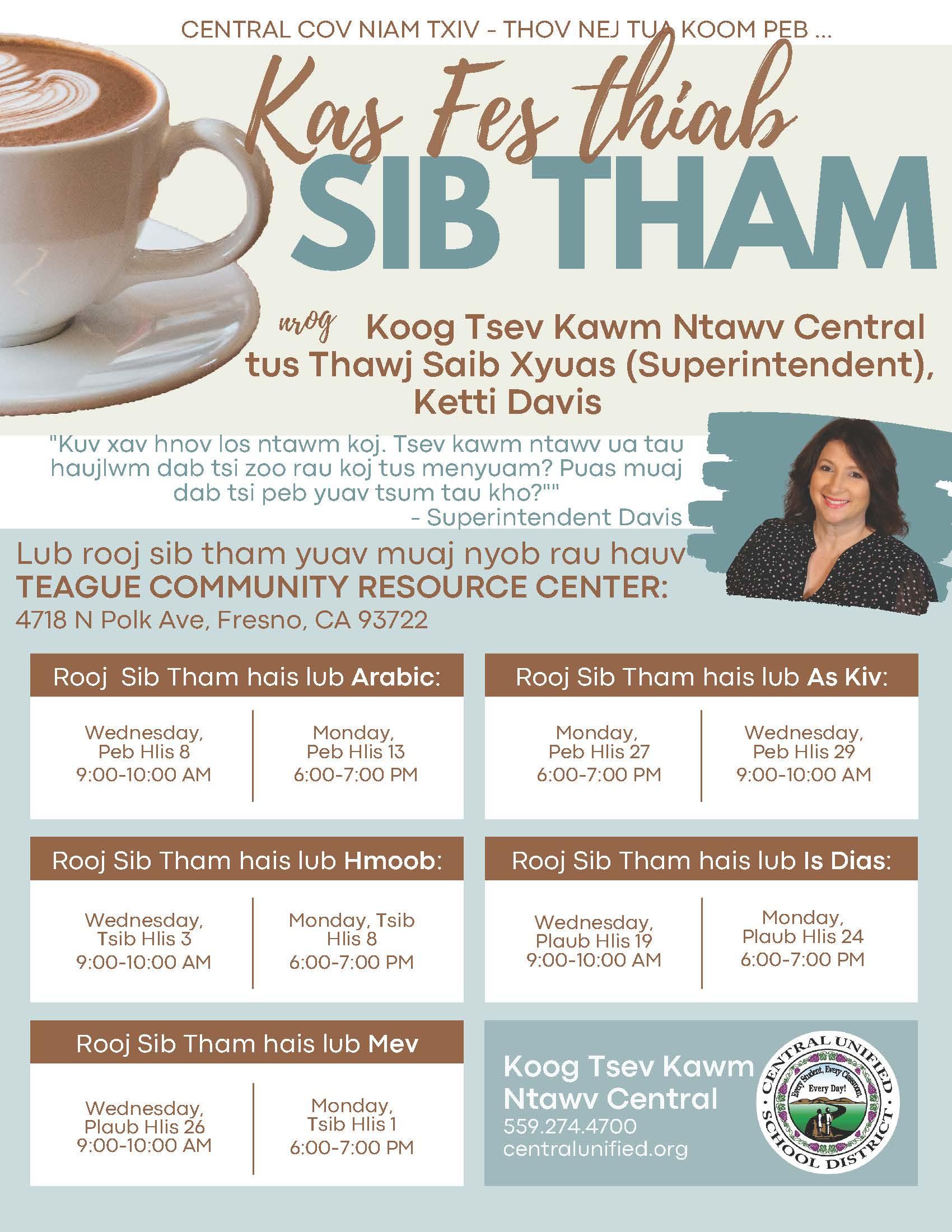 coffee chat flyer in Hmong
